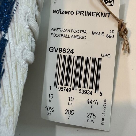 Adidas Adizero Primeknit PK White Navy Blue Mens Football Cleats  SZ 10.5 GV9624 main image 5